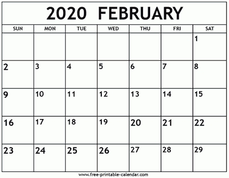 February 2020 Calendar Template