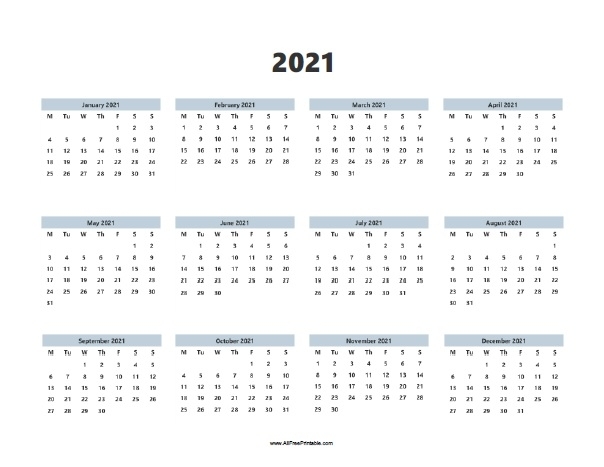 2021 Calendar - Free Printable - Allfreeprintable