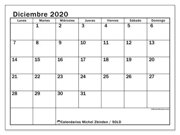 Calendario De Diciembre 2020 Enero 2021