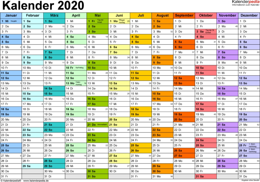 Kalender 2020 (1) | 2018 Calendar Printable For Free
