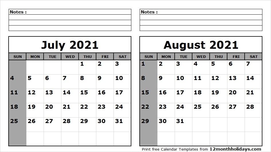 July August 2021 Calendar | Qualads