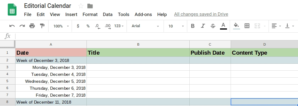 Google Docs Calendar Template Spreadsheet