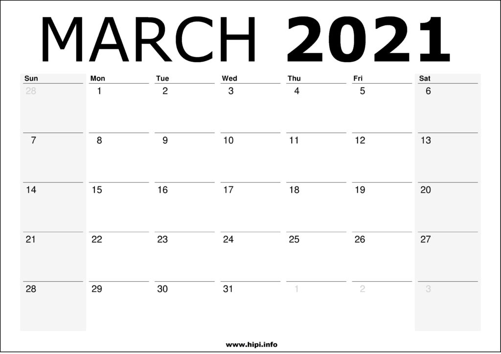 Printable March 2021 Calendar | Qualads