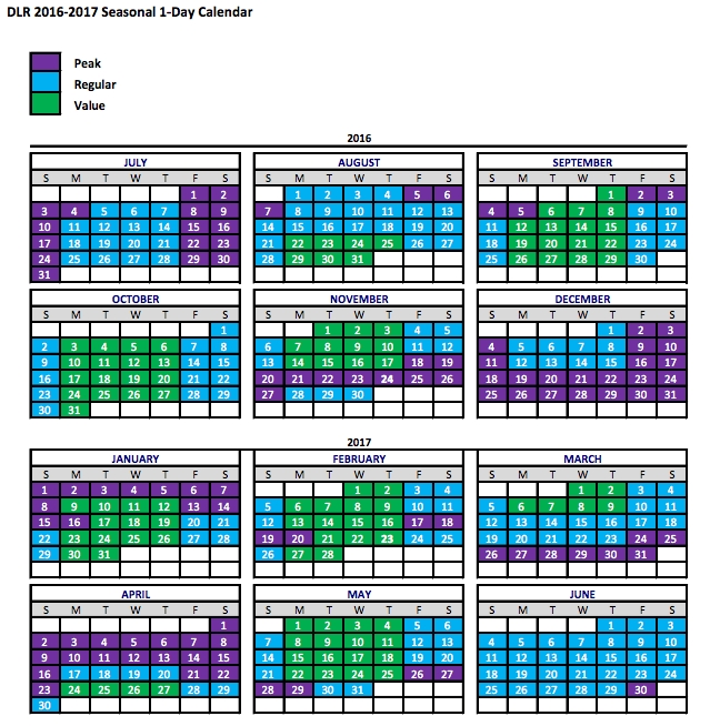 Disneyland Season Pass Calendar 2