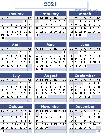Show Me A 2021 Calendar