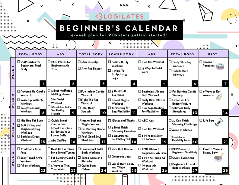 Blogilates Beginner Calendar