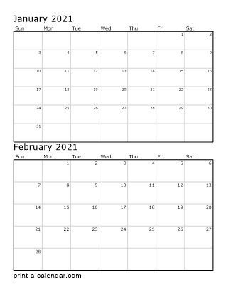 Monthly Calendar 2021