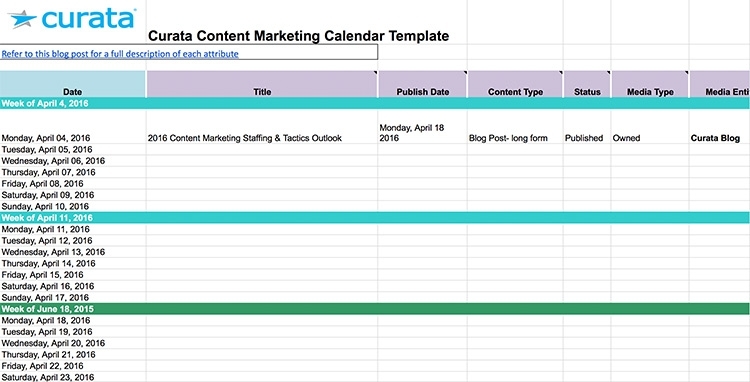 Content Calendar Template Google Sheets