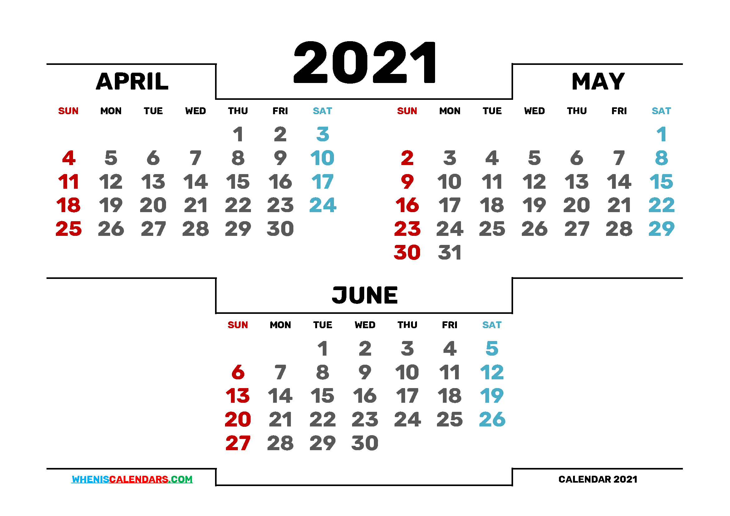 April May 2021 Calendar