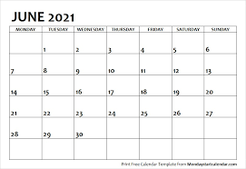 2021 June Calendar Simple