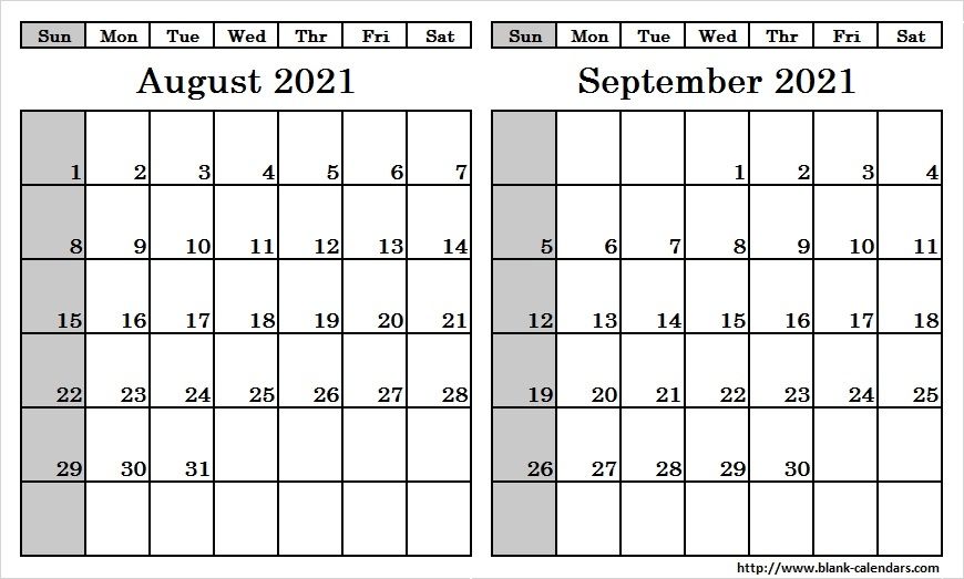 Calendar 2021 August September Template