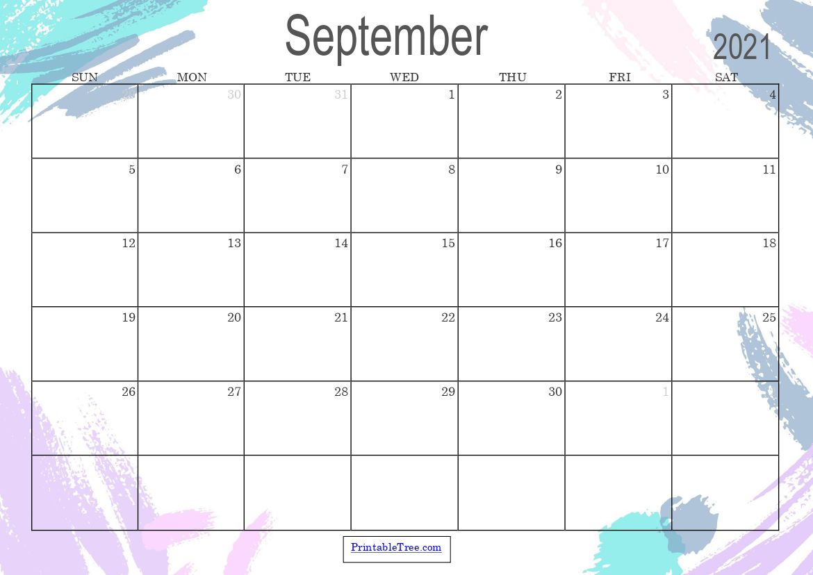 Sep 2021 Calendar Free Printable