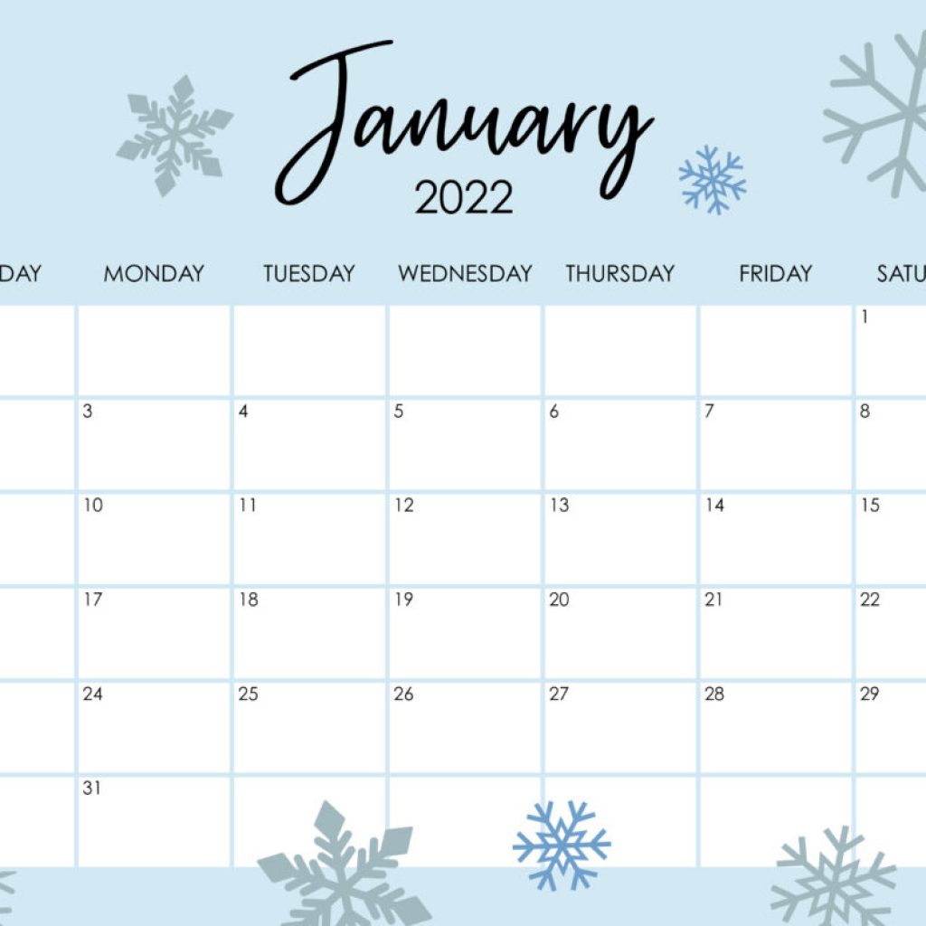 Blank Printable Calendar January 2022