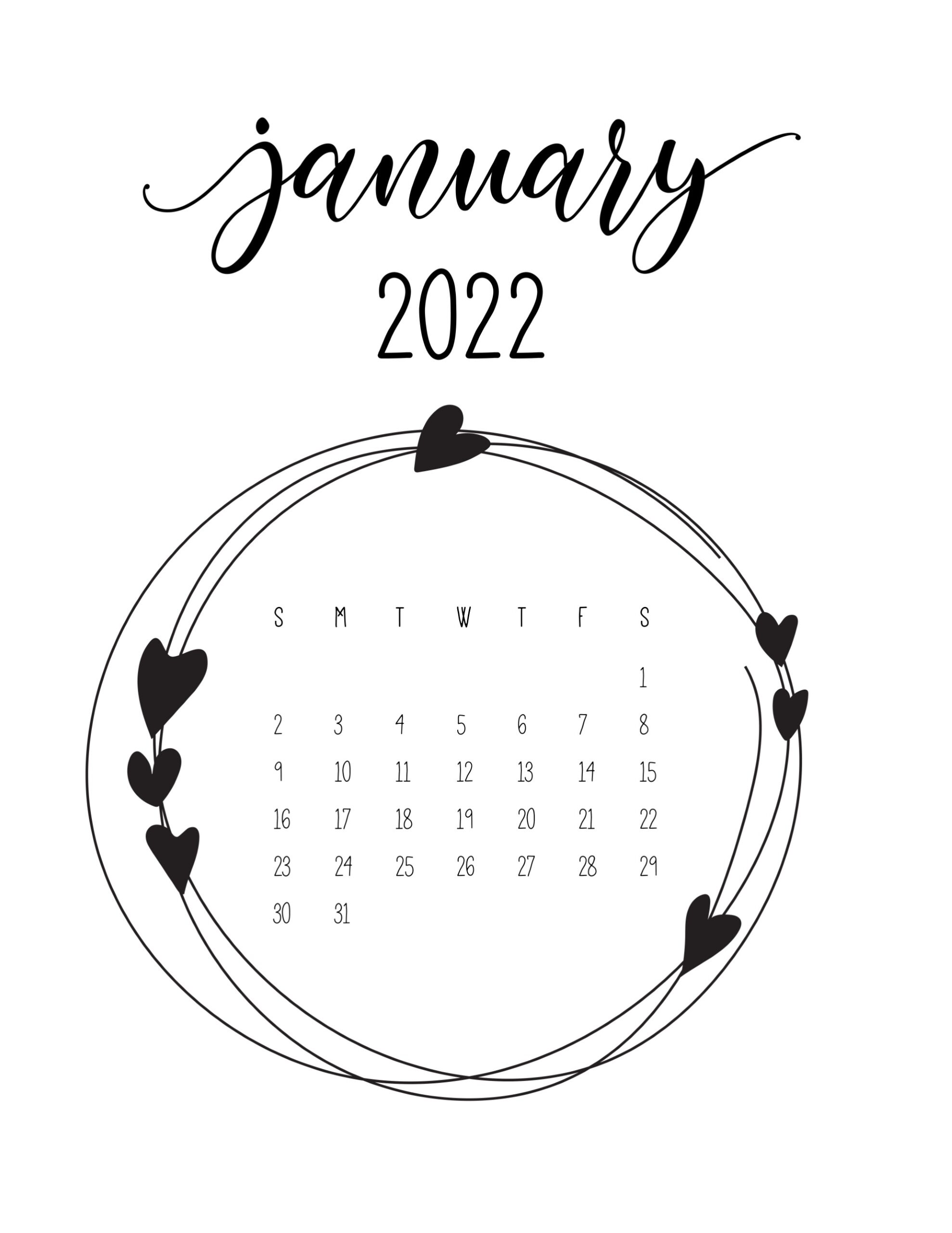 Calendar January 2022 Template Free