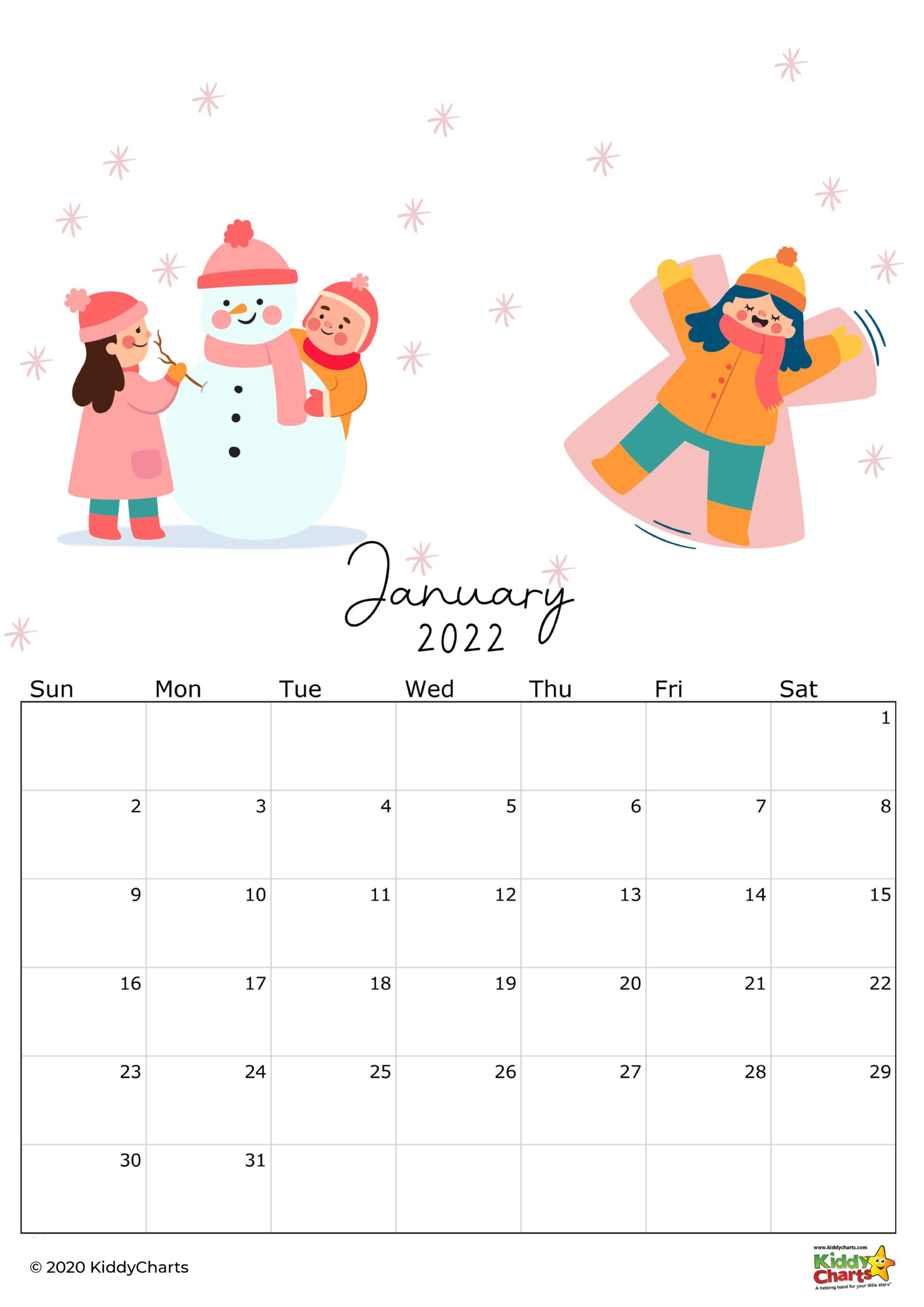 January Calendar 2022 Editable