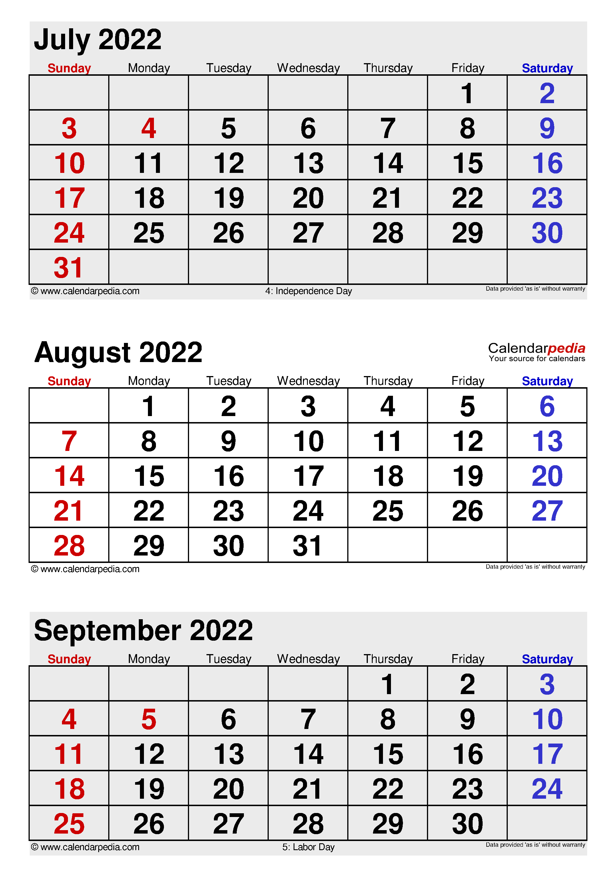 August September Printable Calendar 2022