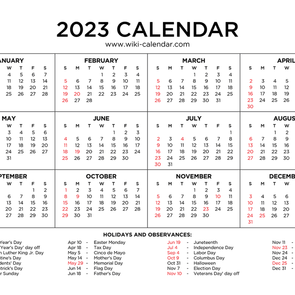 2023 Year calendar to Print