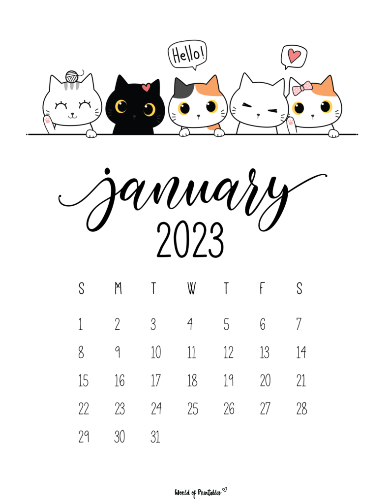Cute January 2023 Calendar