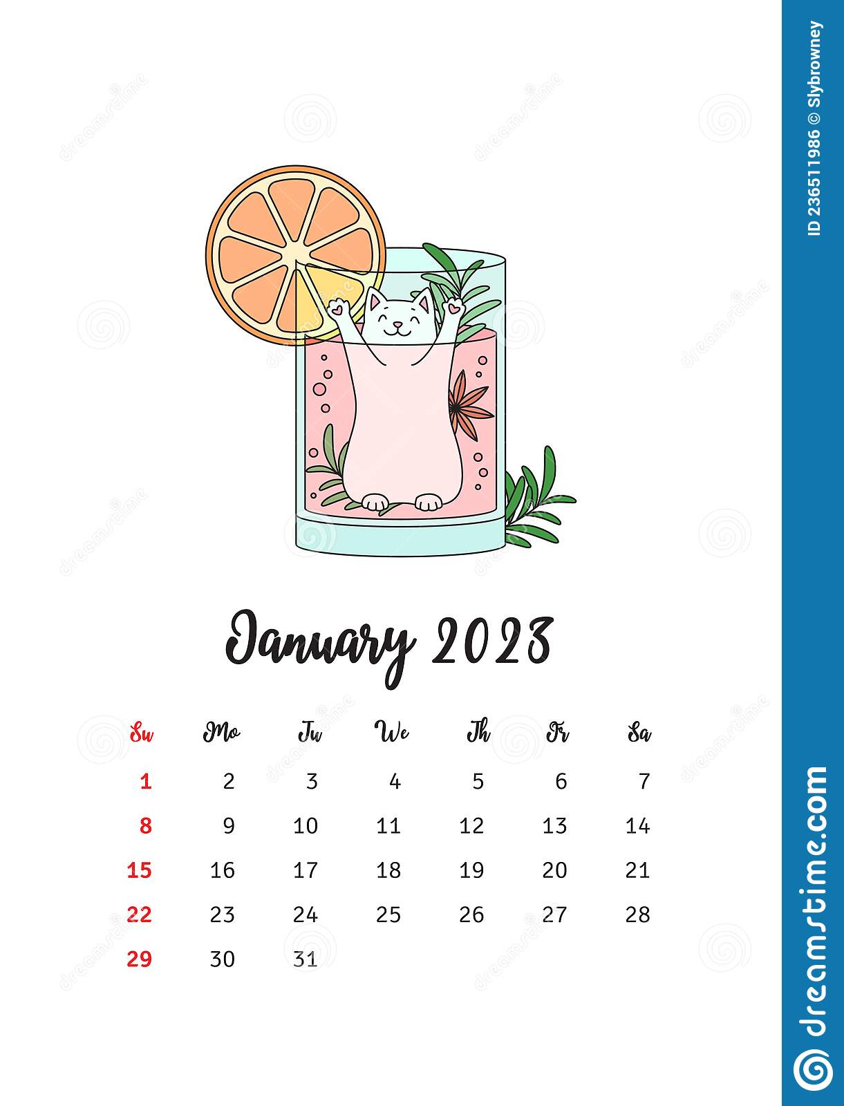 January 2023 Calendar Cute