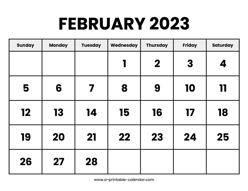Feb 2023 Calendar Printable