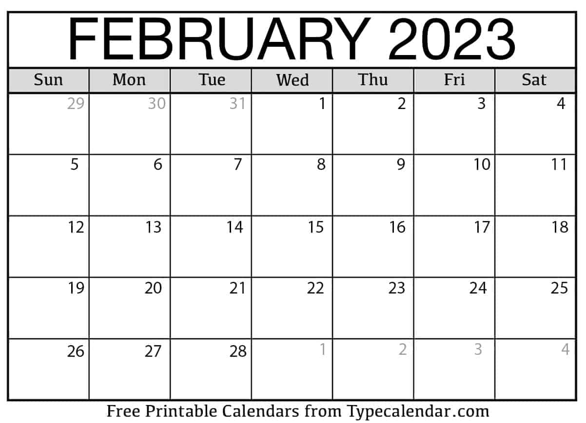 February 2023 Calendar Printable Template