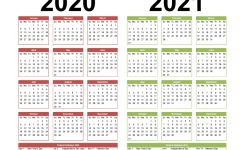 2 Year Calendar Printable 2020 2021 Word, Pdf, Image