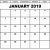 2019 January Calendar Excel