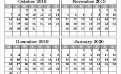 2019 October November December And 2020 January Calendar Online