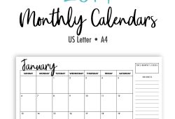 free monthly printable calendars 2019