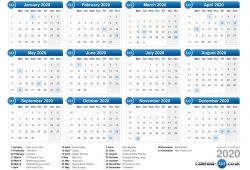 2020 Calendar With Bank Holidays Printable