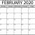 Monthly Calendar February 2020