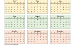 2021 Calendar – Canada With Holidays