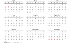 2021 Calendar – United Kingdom With Holidays