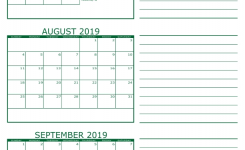 3 Month Calendar 2019