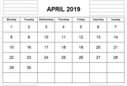 Three Month Calendar March April May 2019