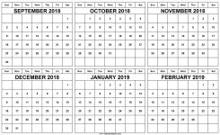 6 Month Calendar September October November December 2018 January