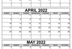 April May 2022 Calendar Printable