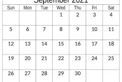 Calendar 2021 August September Blank