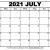 Calendar 2021 July Printable