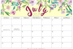 Calendar July August 2021 Cute Printable