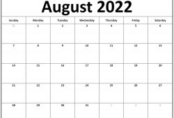 Free Blank Calendar Aug 2022