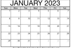 January 2023 Printable Calendar