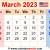 March 2023 Calendar Usa