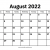 Monthly Calendar 2022 Aug
