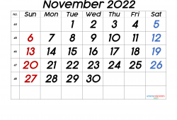 November 2022 Calendar To Print