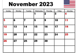 November 2023 Calendar Usa