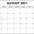 Printable Blank Calendar Aug 2021