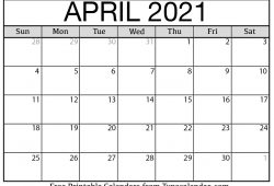 Printable Calendar April 2021