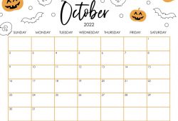 Printable October Calendar Pages 2022 Cute