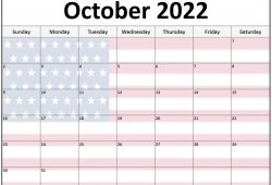 Usa Calendar October 2022